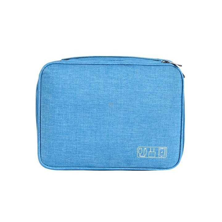 RH916 3 Layers Digital Collection Package Multi-Functional Data Cable Storage Package(Blue)