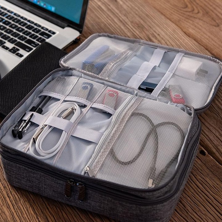 RH916 3 Layers Digital Collection Package Multi-Functional Data Cable Storage Package(Navy)