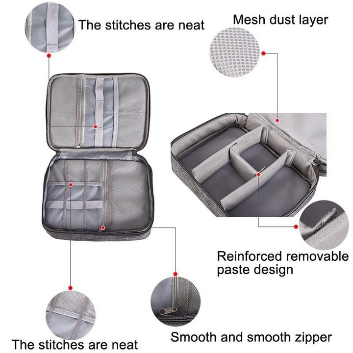 RH916 3 Layers Digital Collection Package Multi-Functional Data Cable Storage Package(Navy)
