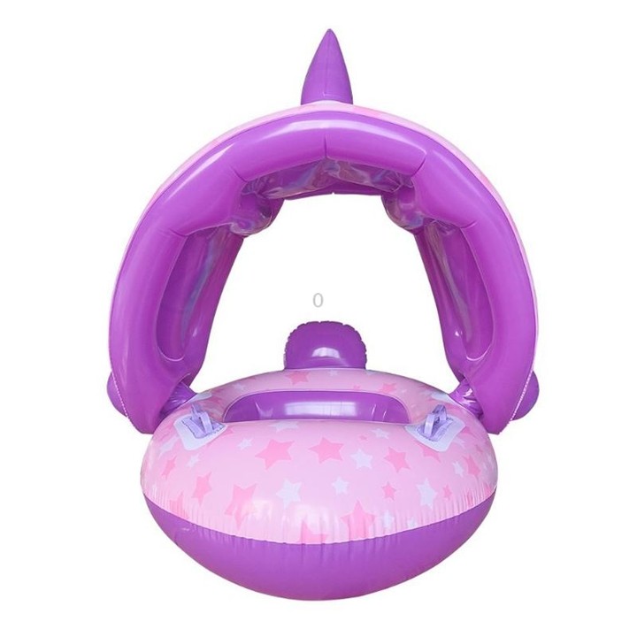 Baby Cartoon Animal Swimming Ring With Awning(Green)