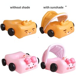 Removable Sunshade Car Shape Inflatable Pool Float Swimming Ring Baby Float Seat(Pink)