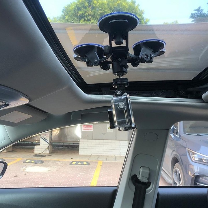 Car General Purpose Vehicle Bracket Suction Cup Fixed Glass Video Shooting Base, Shape: Suction Cup+PTZ+Gopro Screw