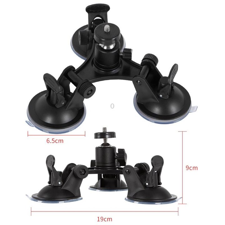 Car General Purpose Vehicle Bracket Suction Cup Fixed Glass Video Shooting Base, Shape: Suction Cup+PTZ+Phone Clip
