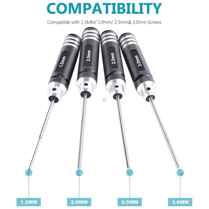 BRDRC 4 In 1 Drone Repair And Disassembly Tool Inner Hexagonal T6/T9 Screwdriver(Black)