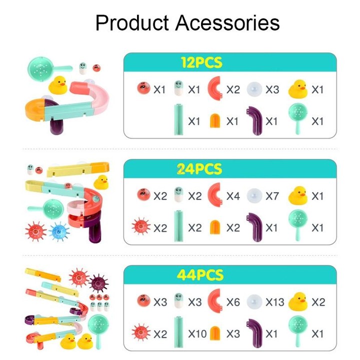 Children Bath Building Blocks Slide Water Toys, Spec: 24-pieces