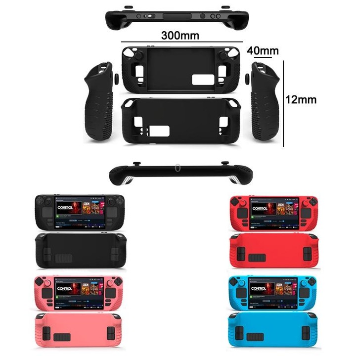 All-Inclusive Silicone Cover With Button Cap For Steam Deck(Red)
