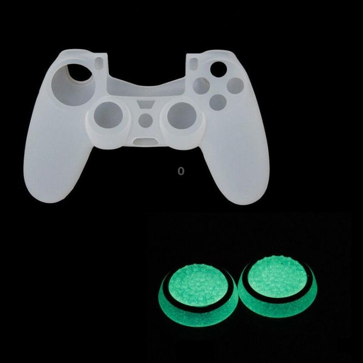 10 PCS Gamepad Silicone Luminous Button Cap Rocker Cap For PS5/PS4/PS3/ONE/360/PRO/series X/S(Transparent Light Green)