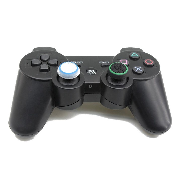 10 PCS Gamepad Silicone Luminous Button Cap Rocker Cap For PS5/PS4/PS3/ONE/360/PRO/series X/S(Black Light Blue)