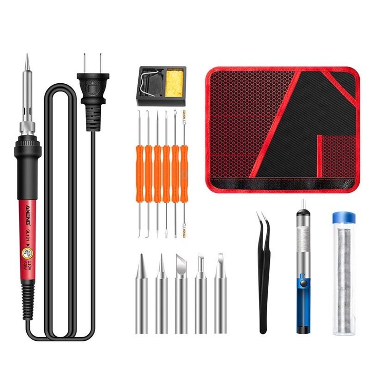 ANENG SL101 17pcs/set Rotary Thermostat Household Constant Temperature Soldering Iron Set 60W Internal Heat Welding Tool Kit(US