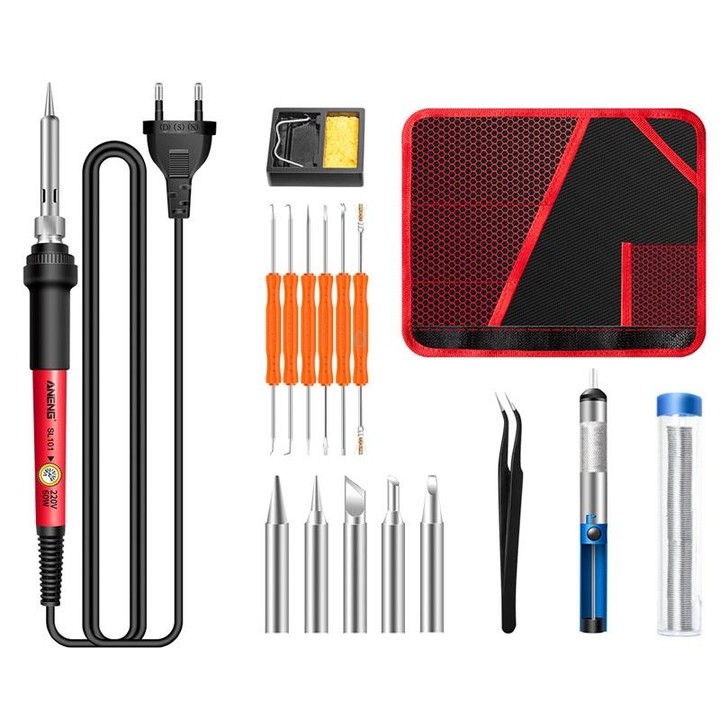 ANENG SL101 17pcs/set Rotary Thermostat Household Constant Temperature Soldering Iron Set 60W Internal Heat Welding Tool Kit(EU