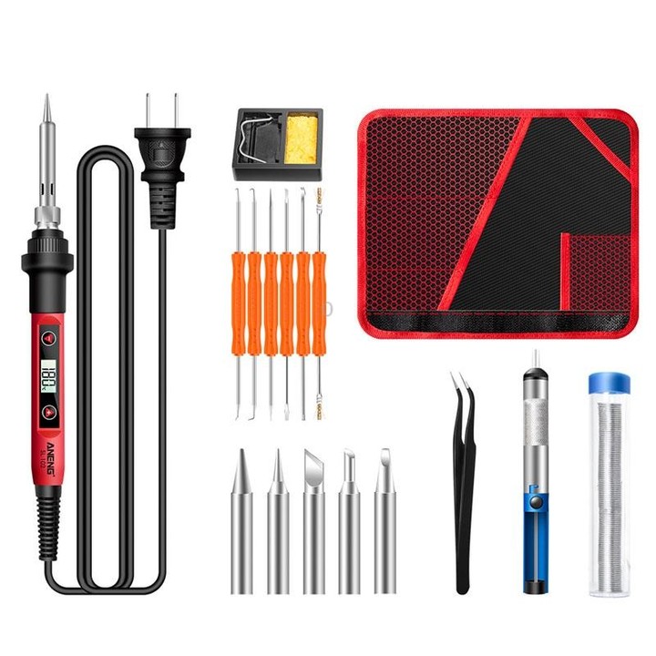ANENG SL102 17pcs/set Digital Thermostat Household Constant Temperature Soldering Iron Set 60W Internal Heat Welding Tool Kit(US