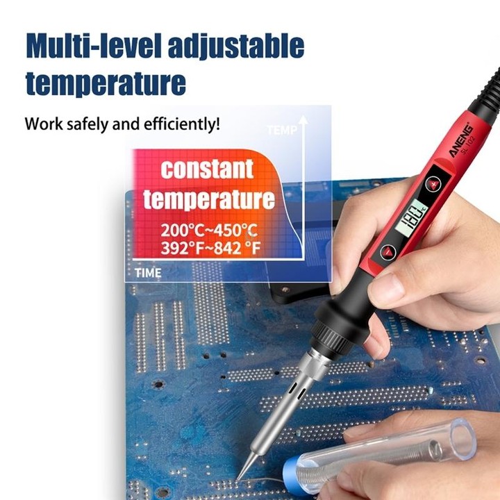 ANENG SL102 17pcs/set Digital Thermostat Household Constant Temperature Soldering Iron Set 60W Internal Heat Welding Tool Kit(EU