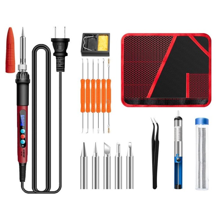 ANENG SL103 18pcs/set Intelligent Digital Display Temperature Adjustment Household Constant Temperature Soldering Iron Set 60W I