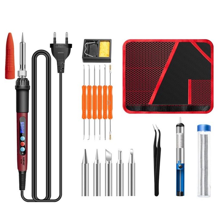 ANENG SL103 18pcs/set Intelligent Digital Display Temperature Adjustment Household Constant Temperature Soldering Iron Set 60W I