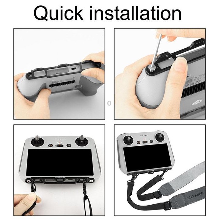 Sunnylife MM3-GS389 For Mini 3 Pro DJI RC with Screen Remote Control Leather Lanyard(Black Gray)