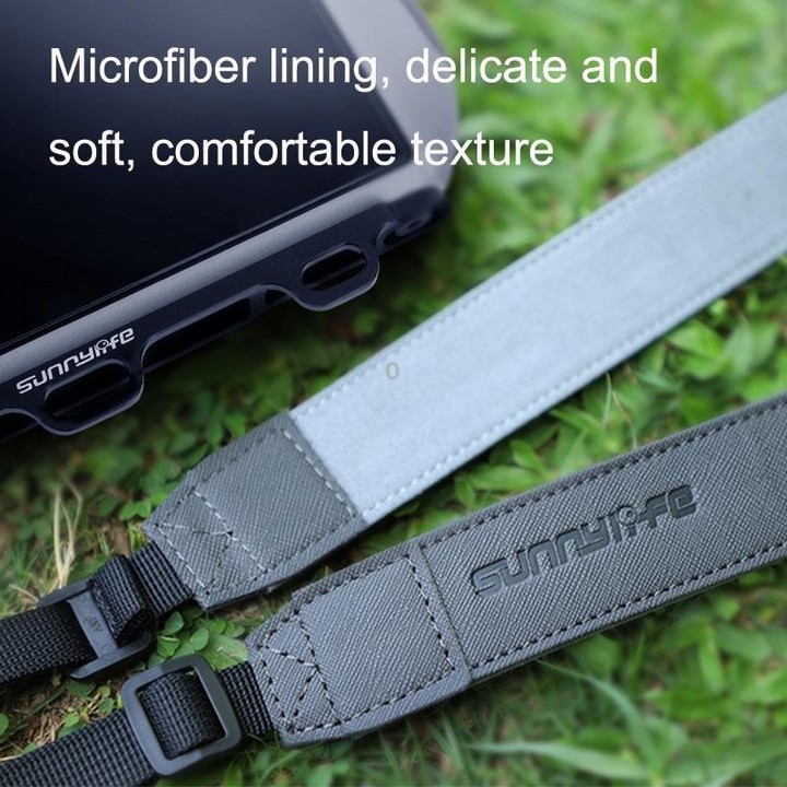 Sunnylife MM3-GS389 For Mini 3 Pro DJI RC with Screen Remote Control Leather Lanyard(Black Gray)