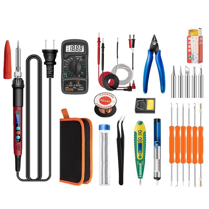 ANENG SL103 25pcs/set Intelligent Digital Display Temperature Adjustment Household Constant Temperature Soldering Iron Set 60W I