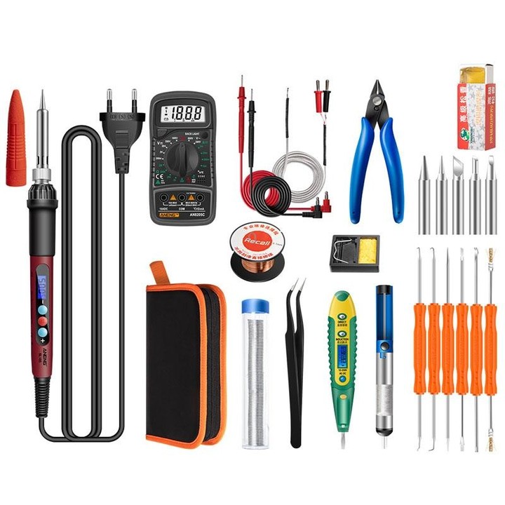 ANENG SL103 25pcs/set Intelligent Digital Display Temperature Adjustment Household Constant Temperature Soldering Iron Set 60W I