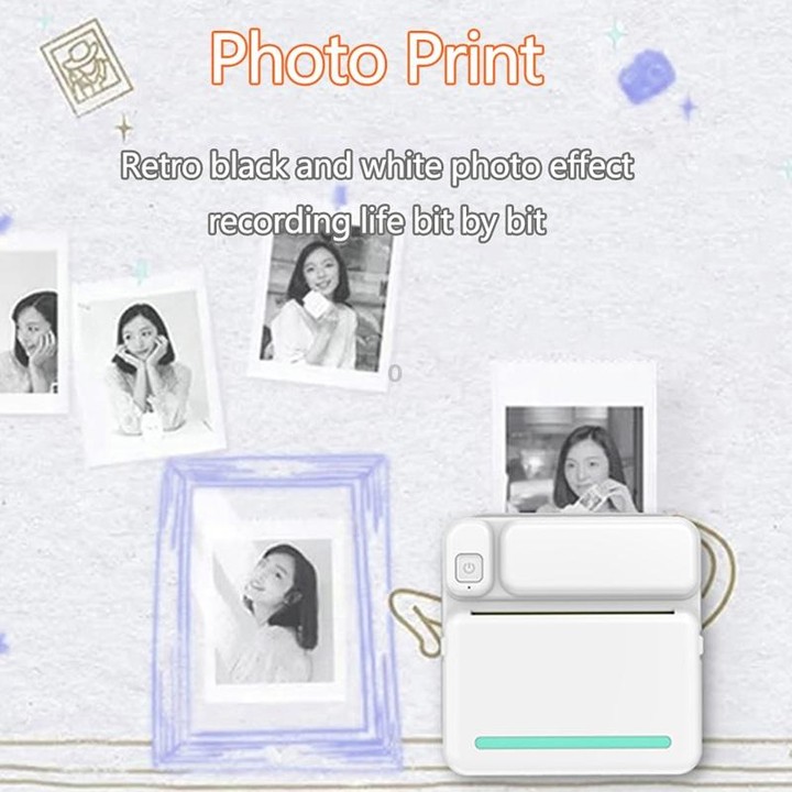 C19 200DPI Student Homework Printer Bluetooth Inkless Pocket Printer Pink Printer Paper x 5