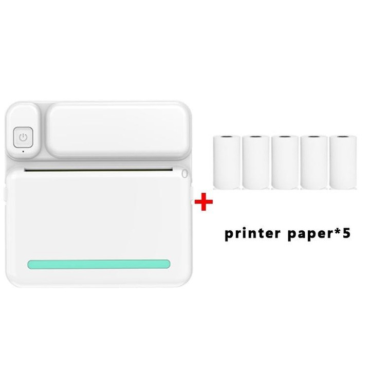 C19 200DPI Student Homework Printer Bluetooth Inkless Pocket Printer Blue Printer Paper x 5