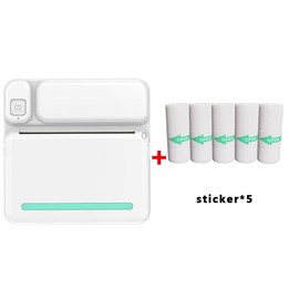C19 200DPI Student Homework Printer Bluetooth Inkless Pocket Printer Blue Sticker x 5