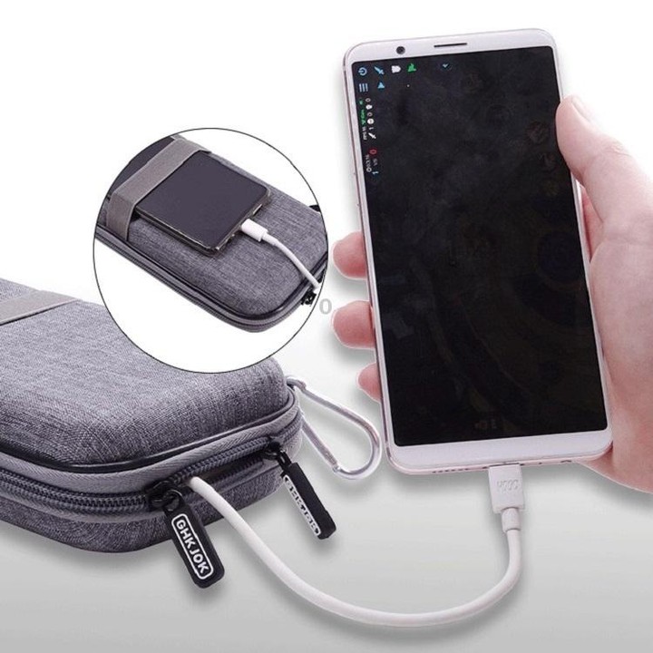 Mobile Phone Power Bank Data Cable EVA Storage Bag(Gray)