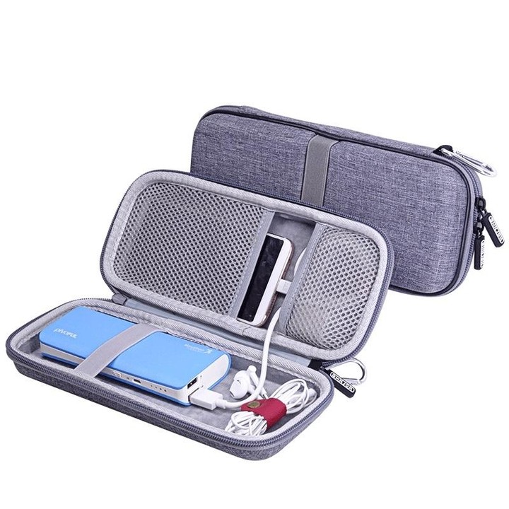 Mobile Phone Power Bank Data Cable EVA Storage Bag(Gray)