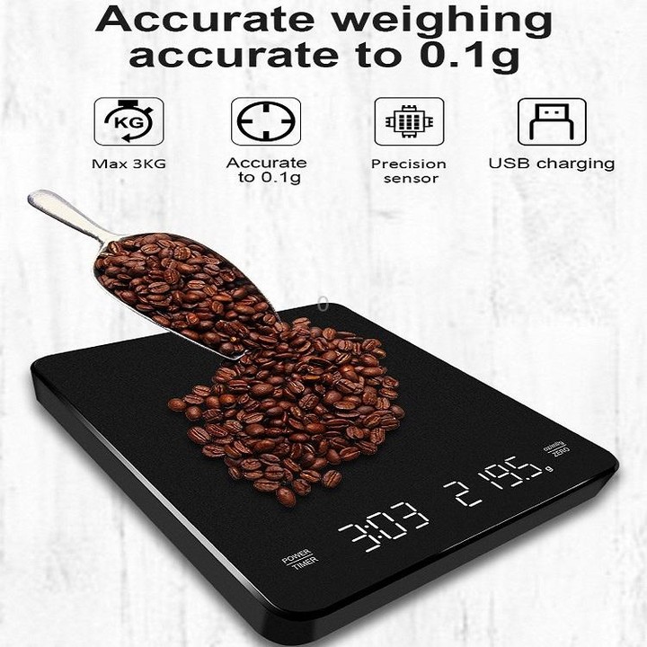 Household LED Electronic Coffee Scale, Specification: Black
