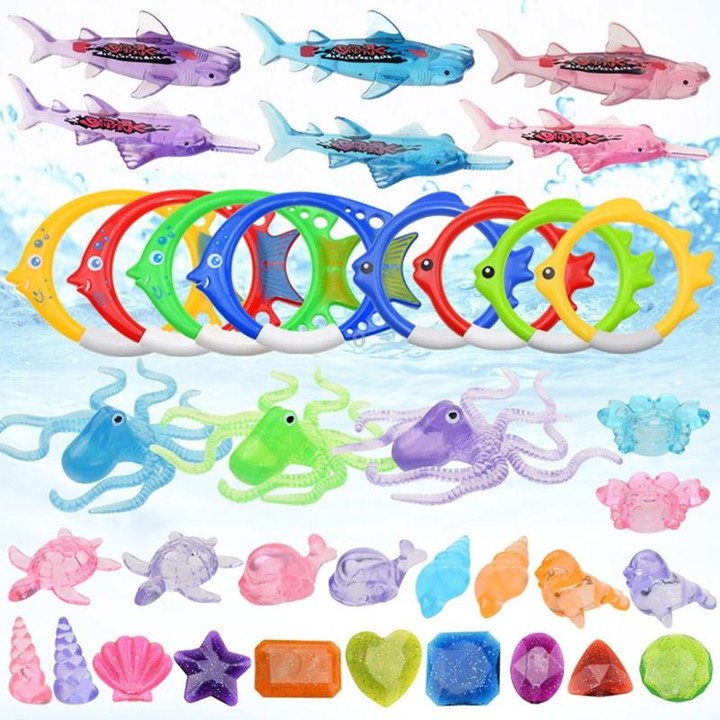 4PCS Hard Ring Diving Swimming Pool Toys Children Summer Water Toys