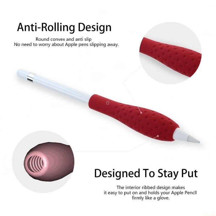 Tablet Stylus Pencil Silicone Case For Apple Pencil 1/2 Gen(Red)