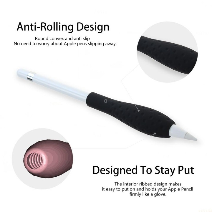 Tablet Stylus Pencil Silicone Case For Apple Pencil 1/2 Gen(Black)