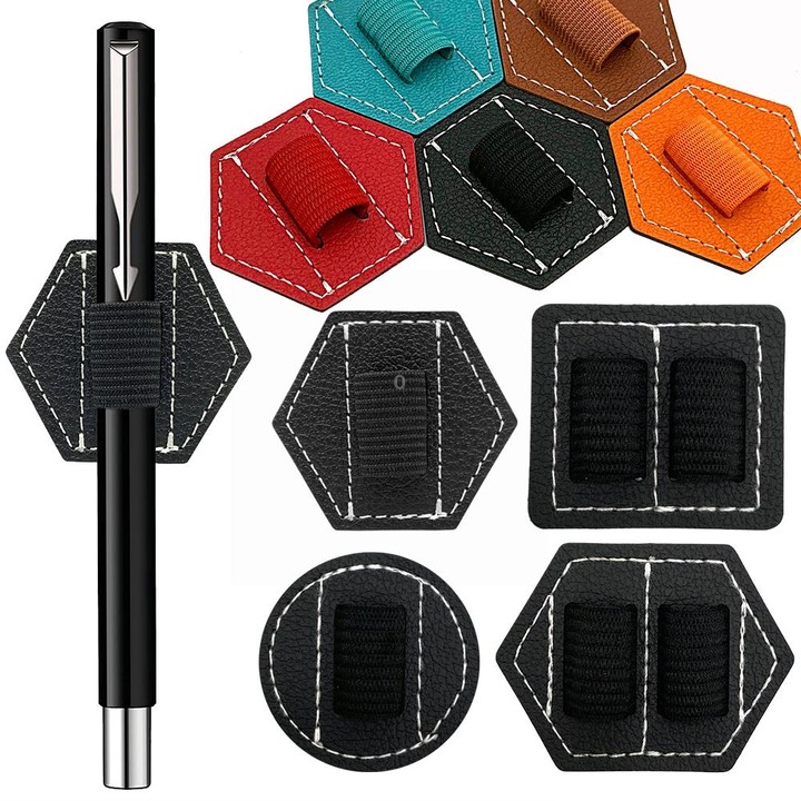 5 PCS Capacitive Pen Bag Self Adhesive Pen Holder PU Pen Clip,Style: Hexagonal Orange