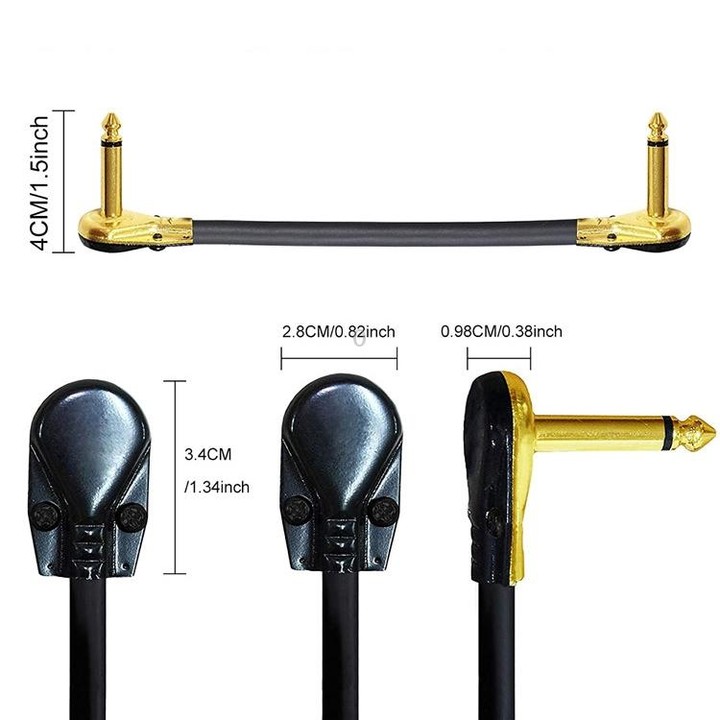 Single Block Audio Instrument Electric Guitar Effect Line, Cable Length: 15cm(Flat Head Gold)