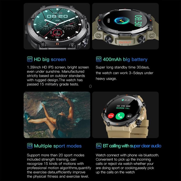 K56Pro 1.39 Inch Heart Rate/Blood Pressure/Blood Oxygen Monitoring Smart Calling Watch(Grey)