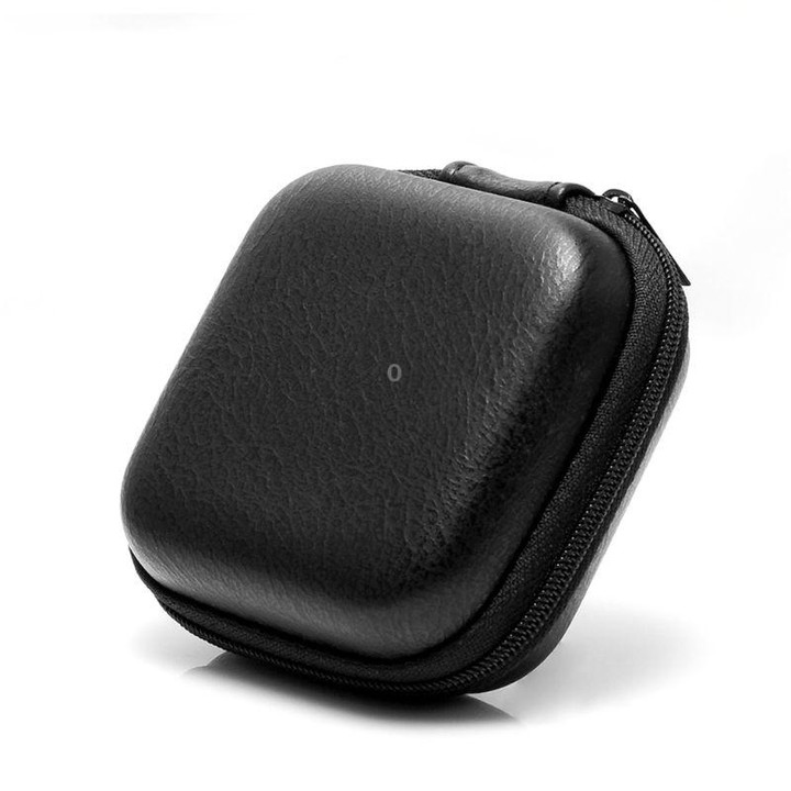 Retro Leather USB Data Cable Storage Bag Earphone Headset Case Pouch Box(Black)