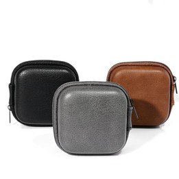 Retro Leather USB Data Cable Storage Bag Earphone Headset Case Pouch Box(Black)