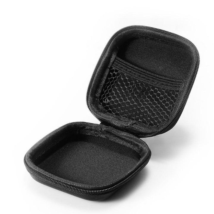 Retro Leather USB Data Cable Storage Bag Earphone Headset Case Pouch Box(Black)