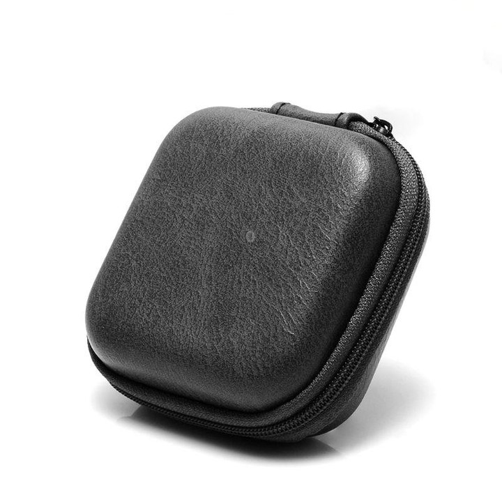 Retro Leather USB Data Cable Storage Bag Earphone Headset Case Pouch Box(Gray)