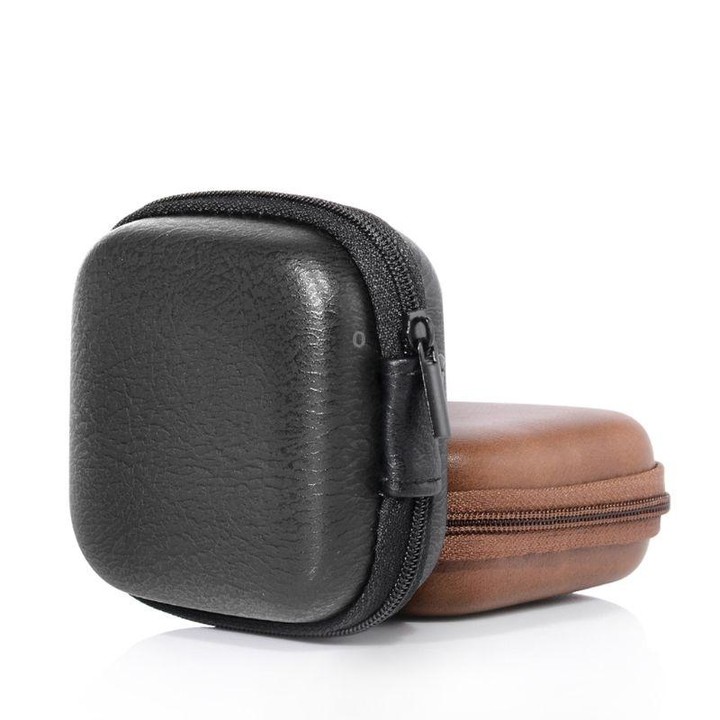 Retro Leather USB Data Cable Storage Bag Earphone Headset Case Pouch Box(Gray)