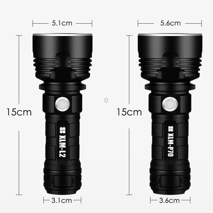Strong Light Outdoor Waterproof Camping Aluminum LED Flashlight, Style: L2 (Without Battery)