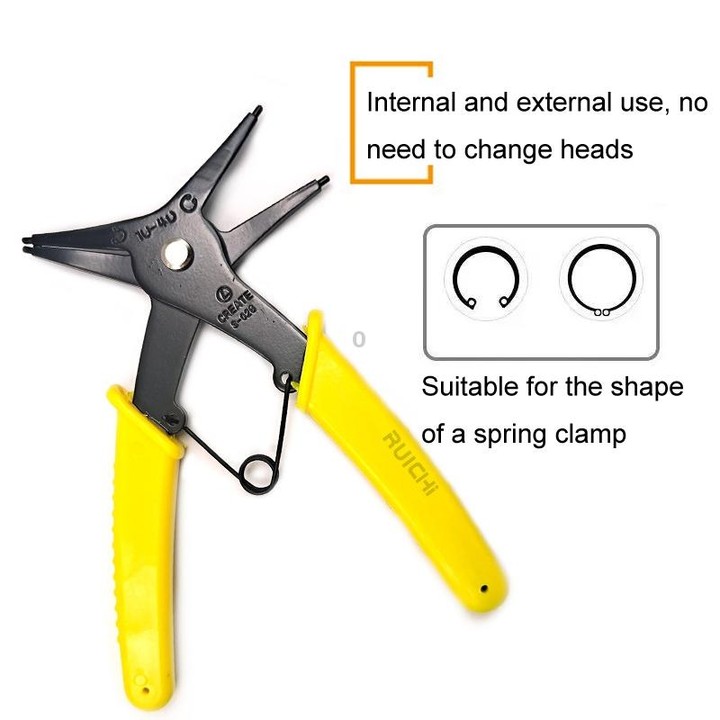 RUICHI 2 In 1 Multi-Function Clamp Spring Retainer Pliers(Yellow)