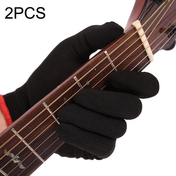 2PCS Beginner Press Nylon Wear -Resistant Anti -Slip Left Hand Guitar Exercise Glove,Size: Small