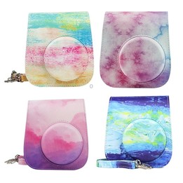 For Instax Mini11 / 9 / 8 PU Cortex Retro Camera Bag Protective Cover(Blue Pink Color)