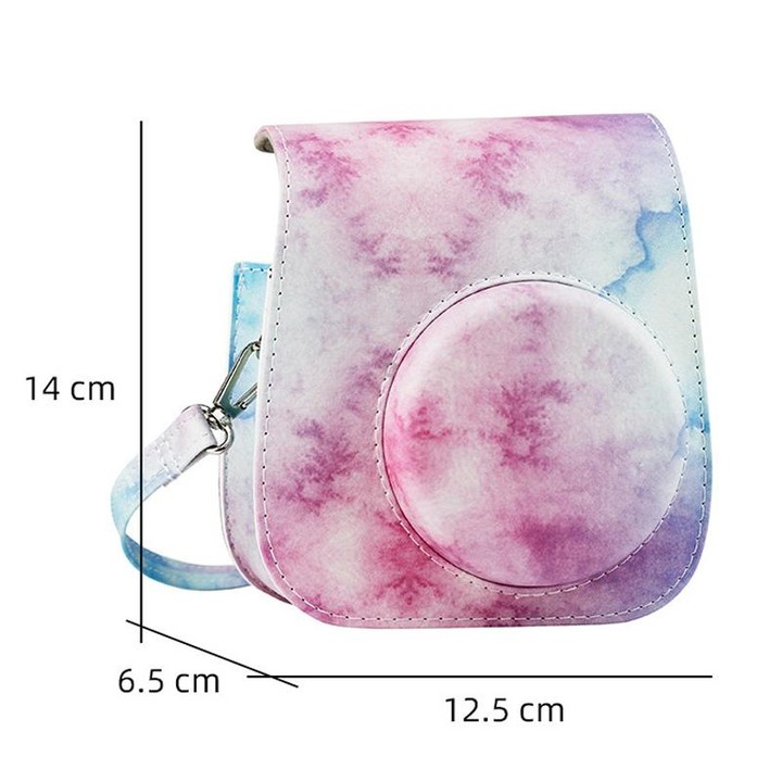 For Instax Mini11 / 9 / 8 PU Cortex Retro Camera Bag Protective Cover(Blue Pink Color)
