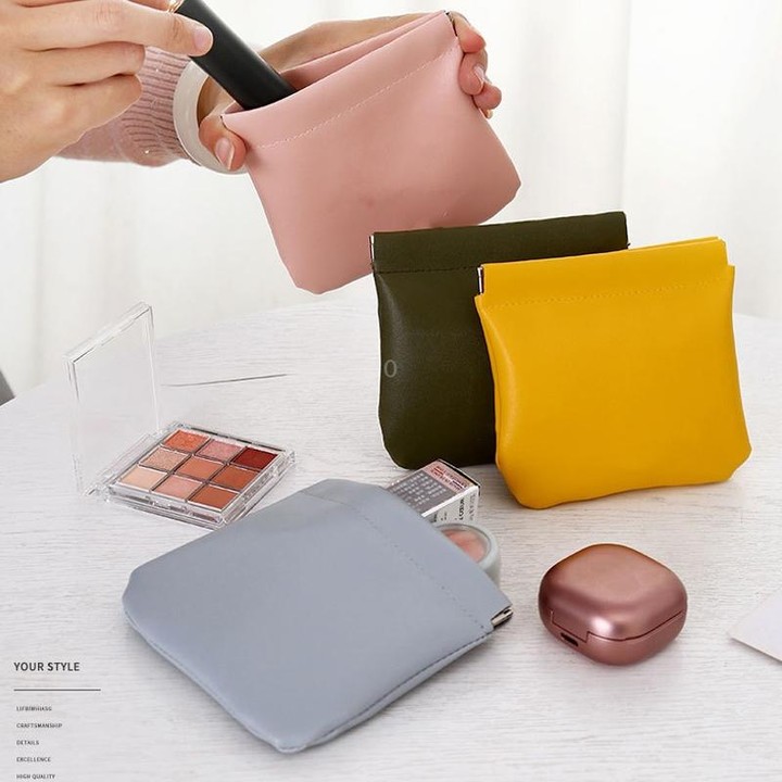 Portable Lipstick PU Case Mini Coin Cases Headphones Bag(Pink)