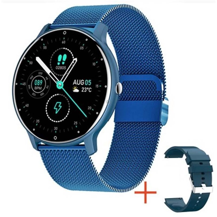 BW0223 Heart Rate/Blood Oxygen/Blood Pressure Monitoring Bluetooth Smart Calling Watch, Color: Mesh Blue