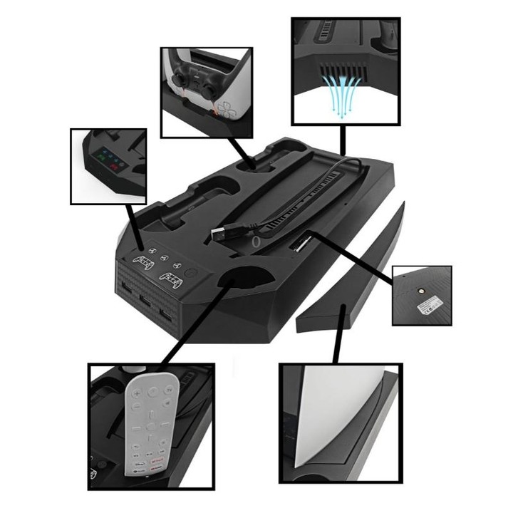 For PS5 DE/UHD 2 In 1 Handheld Console Cooling Stand Fan Base(White)
