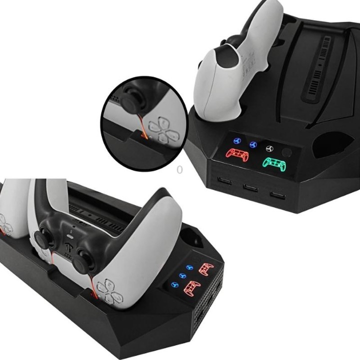 For PS5 DE/UHD 2 In 1 Handheld Console Cooling Stand Fan Base(Black)