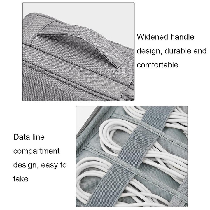 Baona Multifunctional Earphone Data Cable Digital Storage Bag, Spec: 2-layer Box (Gray)