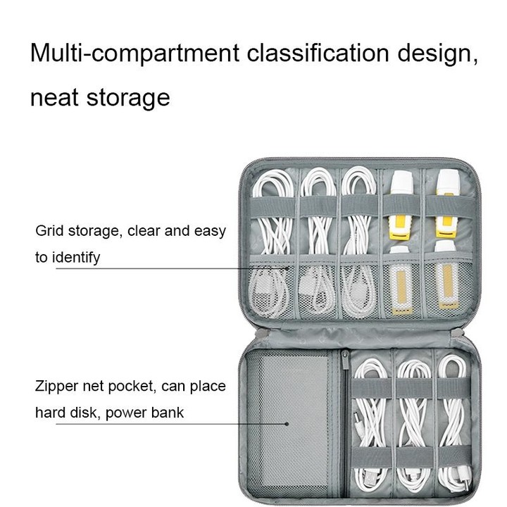 Baona Multifunctional Earphone Data Cable Digital Storage Bag, Spec: 2-layer Box (Black)
